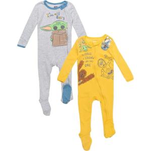 imageSTAR WARS Chewbacca R2 D2 Darth Vader Stormtrooper Baby 2 Pack Zip Up Long Sleeve Sleep N Play Coveralls Newborn to InfantYellow  Black  Grey