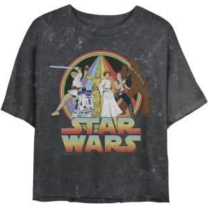 imageSTAR WARS Psychedelic Womens Mineral Wash Short Sleeve Crop TeeBlack