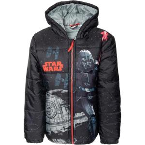 imageSTAR WARS TIE Fighter Darth Vader Zip Up Puffer Jacket Little Kid to Big KidBlack