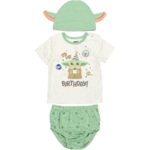 imageSTAR WARS The Child Baby Pullover TShirt Diaper Cover and Hat 3 Piece Outfit Set InfantGreenWhite