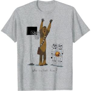 imageStar Wars Chewbacca Basketball Who Invited Him Disney TShirtHeather Grey