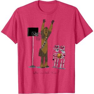 imageStar Wars Chewbacca Basketball Who Invited Him Disney TShirtRed Heather