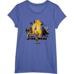 imageStar Wars Classic Characters Fourth Birthday 4 Years Old TShirtBright Blue Heather