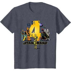 imageStar Wars Classic Characters Fourth Birthday 4 Years Old TShirtHeather Blue