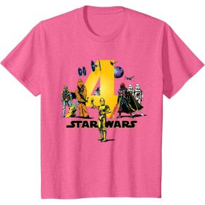imageStar Wars Classic Characters Fourth Birthday 4 Years Old TShirtPink Heather