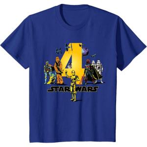 imageStar Wars Classic Characters Fourth Birthday 4 Years Old TShirtRoyal Blue