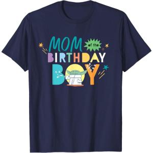 imageStar Wars Grogu Mandalorian Toon Mom of the Birthday Boy TShirtNavy Blue