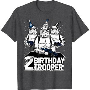 imageStar Wars Stormtrooper Party Hats Trio 2nd Birthday Trooper TShirtDark Heather Grey