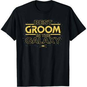 imageStar Wars Best Groom in the Galaxy Honeymoon Wedding Party TShirtBlack