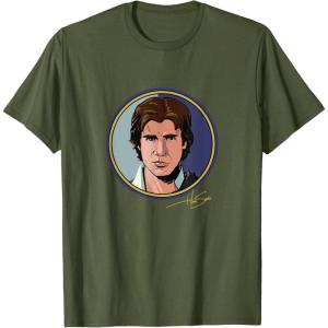imageStar Wars Han Solo Classic Character Matching 2Sided TShirtOlive Green