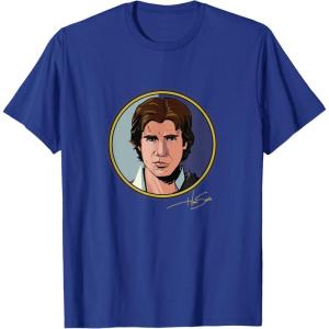 imageStar Wars Han Solo Classic Character Matching 2Sided TShirtRoyal Blue