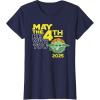 imageStar Wars Day May the 4th Be With You 2025 Grogu Distressed TShirtNavy Blue