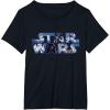 imageStar Wars Logo Millennium Falcon and Death Star TShirtBlack