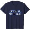 imageStar Wars Logo Millennium Falcon and Death Star TShirtNavy Blue