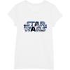 imageStar Wars Logo Millennium Falcon and Death Star TShirtWhite