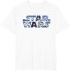 imageStar Wars Logo Millennium Falcon and Death Star TShirtWhite