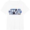 imageStar Wars Logo Millennium Falcon and Death Star TShirtWhite