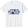 imageStar Wars Logo Millennium Falcon and Death Star TShirtWhite