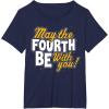 imageStar Wars May The Fourth Be With You Block Text TShirtNavy Blue