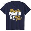 imageStar Wars May The Fourth Be With You Block Text TShirtNavy Blue