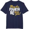 imageStar Wars May The Fourth Be With You Block Text TShirtNavy Blue