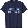 imageStar Wars Logo Millennium Falcon and Death Star TShirtNavy Blue