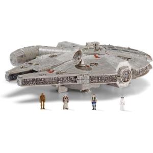 imageSTAR WARS Micro Galaxy Squadron Assault Class Millennium Falcon  7Inch Vehicle with 1Inch Han Solo Chewbacca Princess Leia and OBIWan Kenobi Micro Figures Multicolor