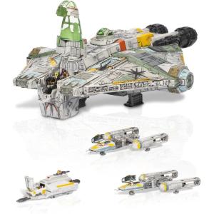 imageSTAR WARS Micro Galaxy Squadron Ghost Secret Mission  15Inch Vehicle with Three Additional Vehicles Plus Ten Micro Figures Accessories