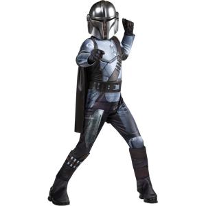 imageSTAR WARS The Mandalorian Official Youth Halloween Costume  Padded Jumpsuit with Gloves Detachable Cape Plastic MaskExtra Small