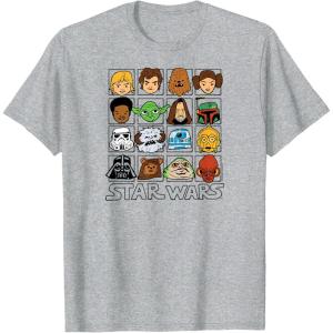 imageStar Wars  Face Grid TShirtHeather Grey