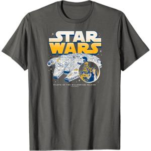 imageStar Wars  Han Solo Chewbacca Millennium Falcon TShirtAsphalt Grey