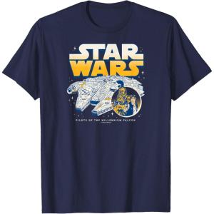 imageStar Wars  Han Solo Chewbacca Millennium Falcon TShirtNavy Blue