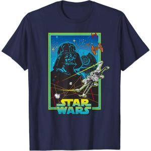 imageStar Wars A New Hope Darth Vader 70s Retro TShirtNavy Blue