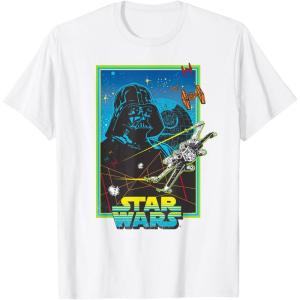 imageStar Wars A New Hope Darth Vader 70s Retro TShirtWhite