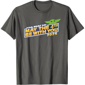 imageStar Wars Day May the 4th Be With You 2025 Grogu Logo TShirtAsphalt Grey