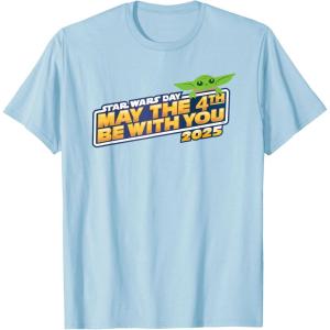 imageStar Wars Day May the 4th Be With You 2025 Grogu Logo TShirtBaby Blue