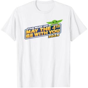 imageStar Wars Day May the 4th Be With You 2025 Grogu Logo TShirtWhite