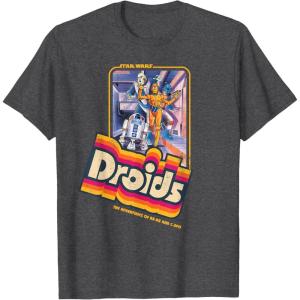 imageStar Wars Droids The Adventures of R2D2 ampamp C3PO Vintage TShirtDark Heather Grey