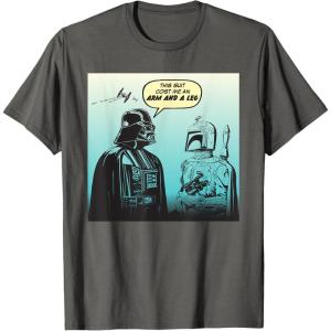 imageStar Wars Funny Darth Vader and Boba Fett Comic TShirtAsphalt Grey