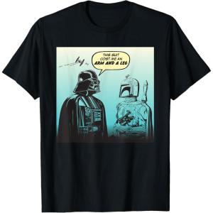 imageStar Wars Funny Darth Vader and Boba Fett Comic TShirtBlack