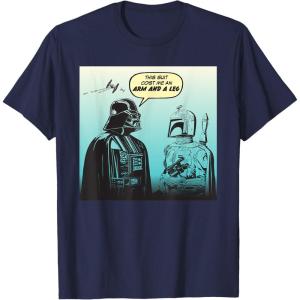 imageStar Wars Funny Darth Vader and Boba Fett Comic TShirtNavy Blue