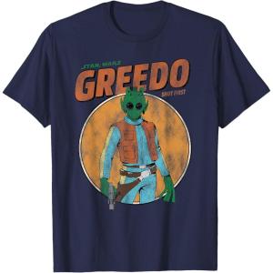 imageStar Wars Greedo Shot First Retro TShirt TShirtNavy Blue