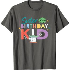 imageStar Wars Grogu Mandalorian Toon Sister of the Birthday Kid TShirtAsphalt Grey