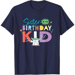 imageStar Wars Grogu Mandalorian Toon Sister of the Birthday Kid TShirtNavy Blue