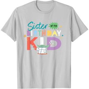 imageStar Wars Grogu Mandalorian Toon Sister of the Birthday Kid TShirtSilver Grey