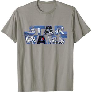 imageStar Wars Logo Millennium Falcon and Death Star TShirtSlate Grey