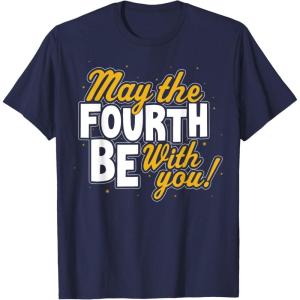 imageStar Wars May The Fourth Be With You Block Text TShirtNavy Blue