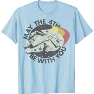 imageStar Wars Millennium Falcon Retro May The 4th Be With You TShirtBaby Blue