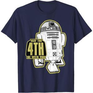 imageStar Wars R2D2 May The 4th Be With You Sticker TShirtNavy Blue