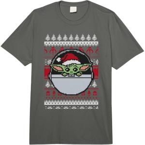 imageStar Wars The Mandalorian Christmas Grogu Ugly Sweater Comfort Colors Adult Heavyweight TshirtDark Grey